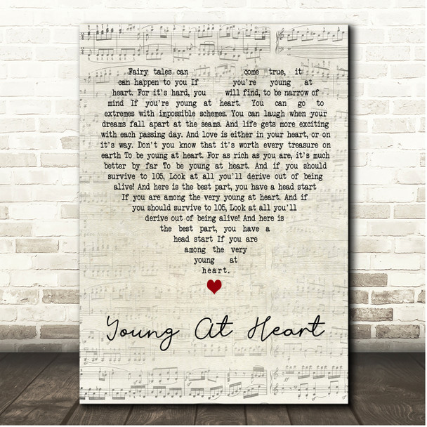 Frank Sinatra Young At Heart Script Heart Song Lyric Print