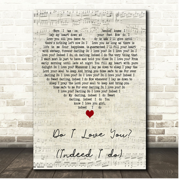 Frank Wilson Do I Love You (Indeed I Do) Script Heart Song Lyric Print