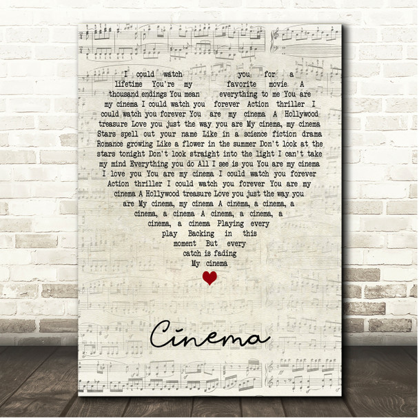 Gary Go Cinema Script Heart Song Lyric Print