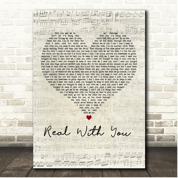 Gavin Magnus Real With You Script Heart Song Lyric Print
