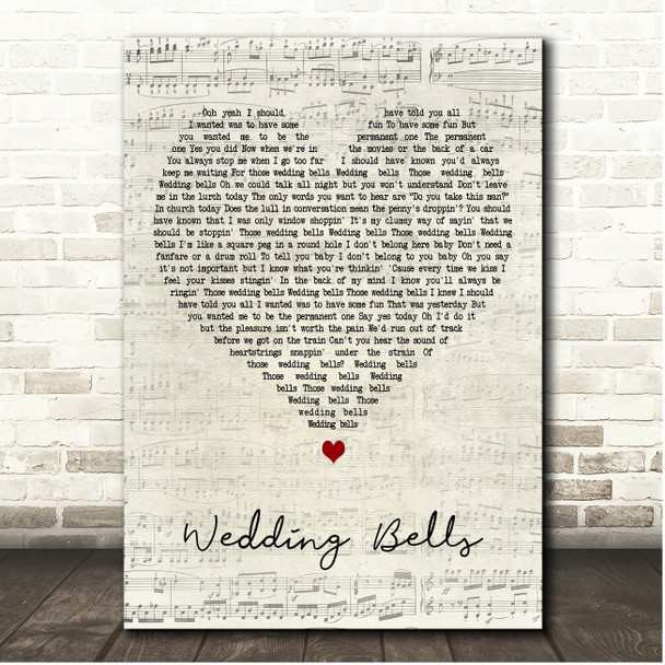 Godley & Crème Wedding Bells Script Heart Song Lyric Print