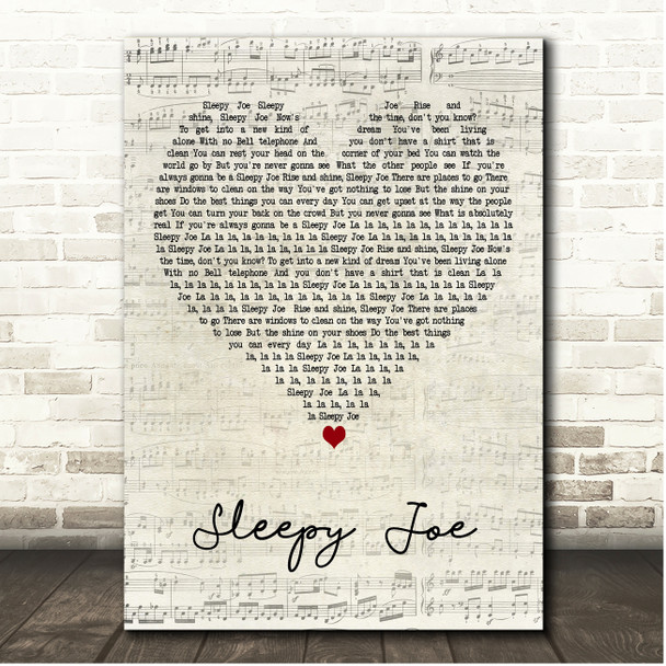 Hermans Hermits Sleepy Joe Script Heart Song Lyric Print