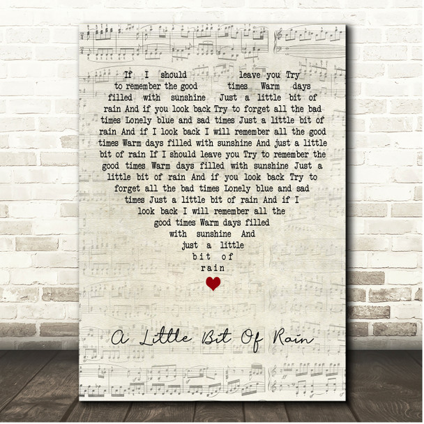 Amos Lee A Little Bit Of Rain Script Heart Song Lyric Print