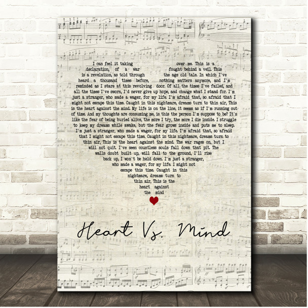 I Prevail Heart Vs. Mind Script Heart Song Lyric Print