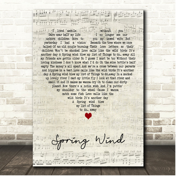Jack Johnson Spring Wind Script Heart Song Lyric Print