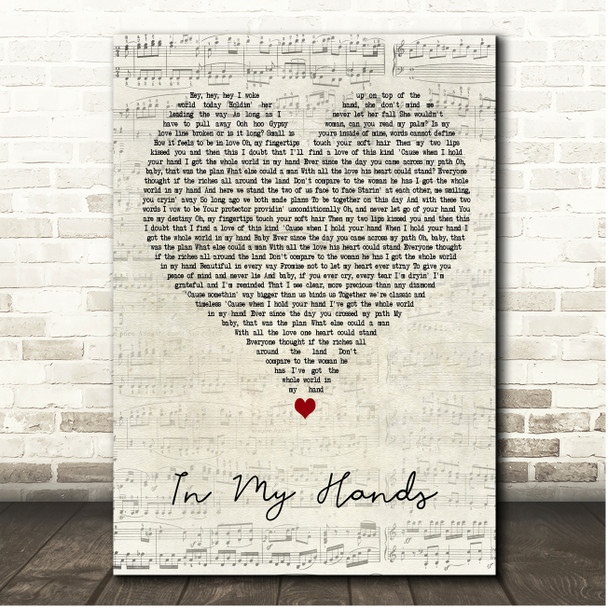 Jaheim In My Hands Script Heart Song Lyric Print