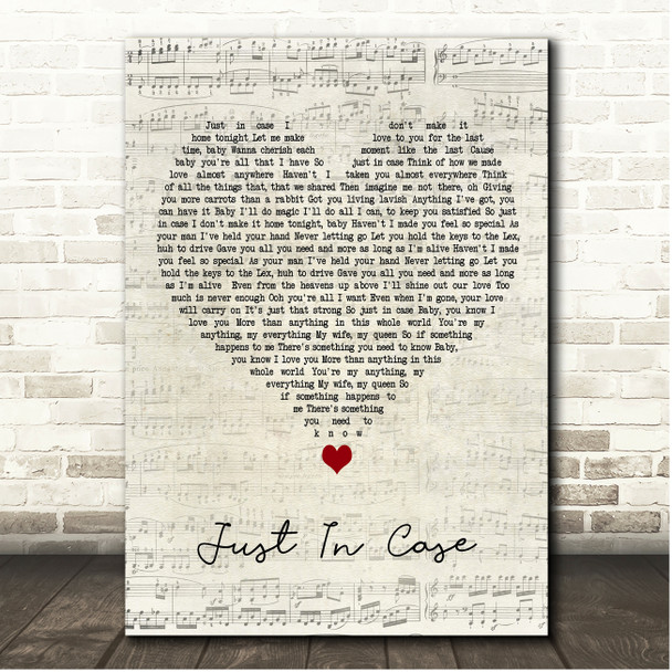 Jaheim Just In Case Script Heart Song Lyric Print