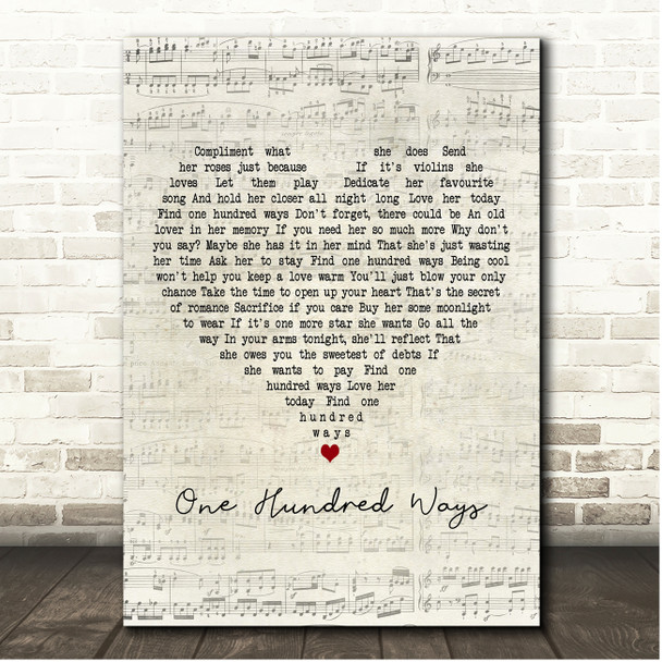 James Ingram One Hundred Ways Script Heart Song Lyric Print