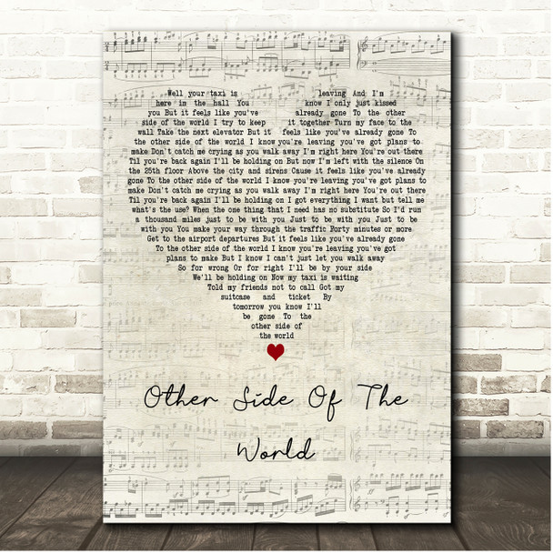 JLS Other Side Of The World Script Heart Song Lyric Print