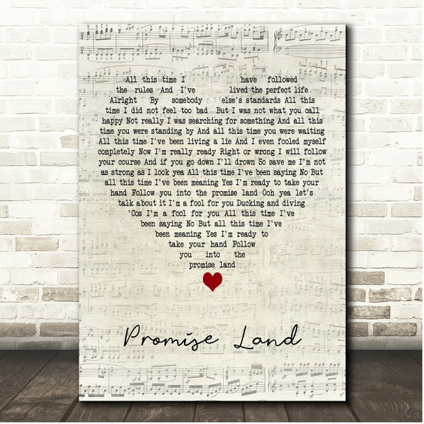 Joan Armatrading Promise Land Script Heart Song Lyric Print