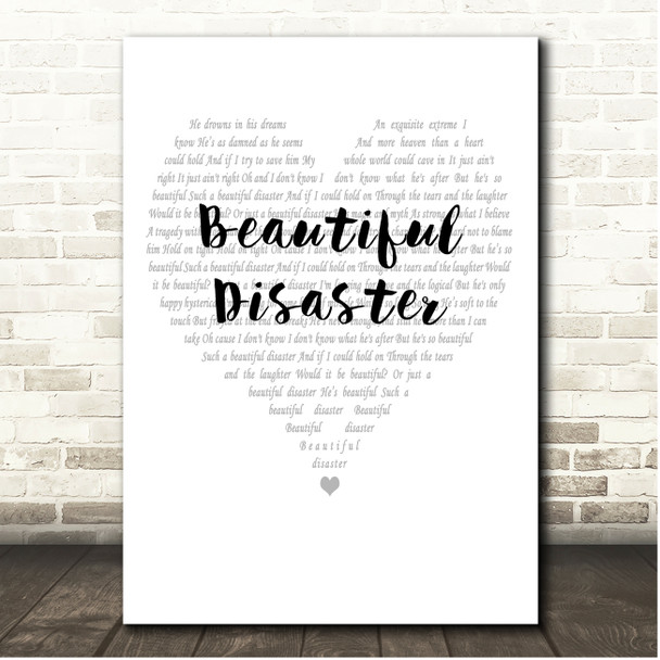 Kelly Clarkson Beautiful Disaster Simple Heart Pale Grey Song Lyric Print