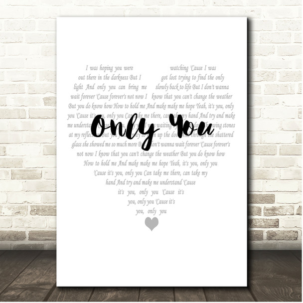 Saint Raymond Only You Simple Heart Pale Grey Song Lyric Print