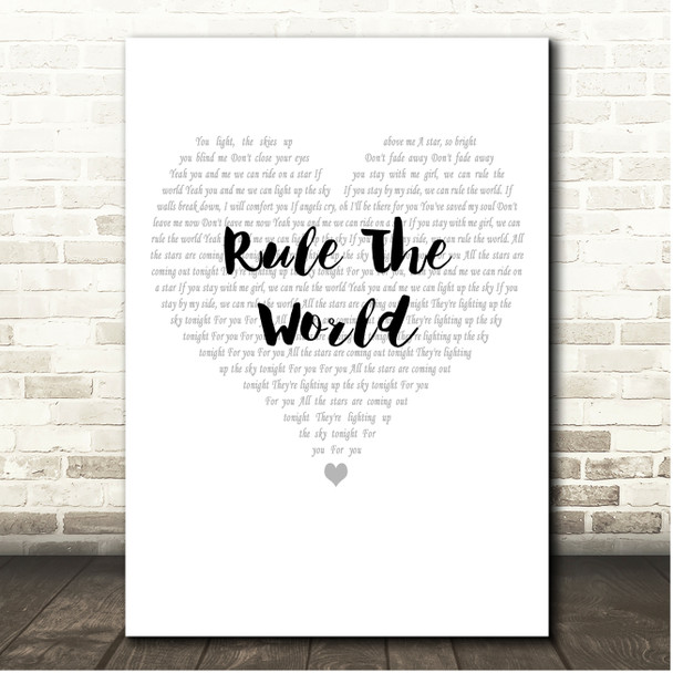 Take That Rule The World Simple Heart Pale Grey Song Lyric Print