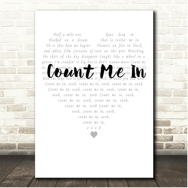 Early Winters Count Me In Simple Heart Pale Grey Song Lyric Print