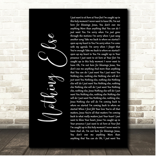 Cody Carnes Nothing Else Black Script Song Lyric Print