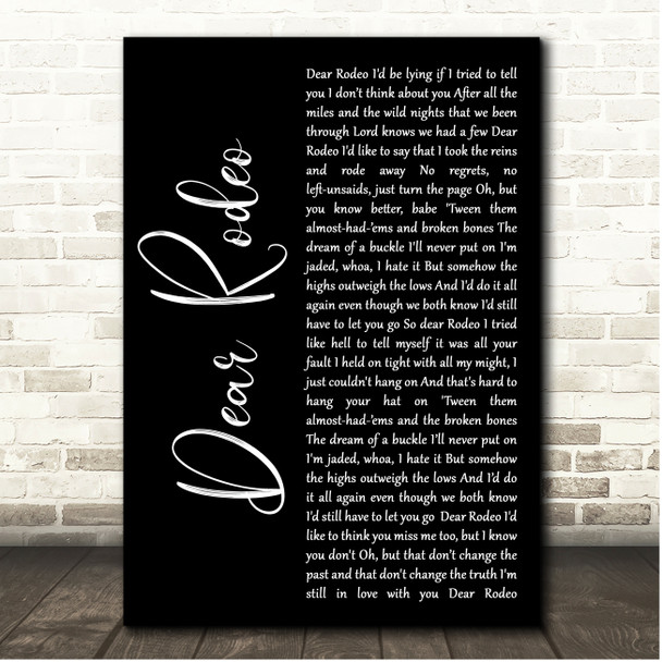 Cody Johnson Dear Rodeo Black Script Song Lyric Print