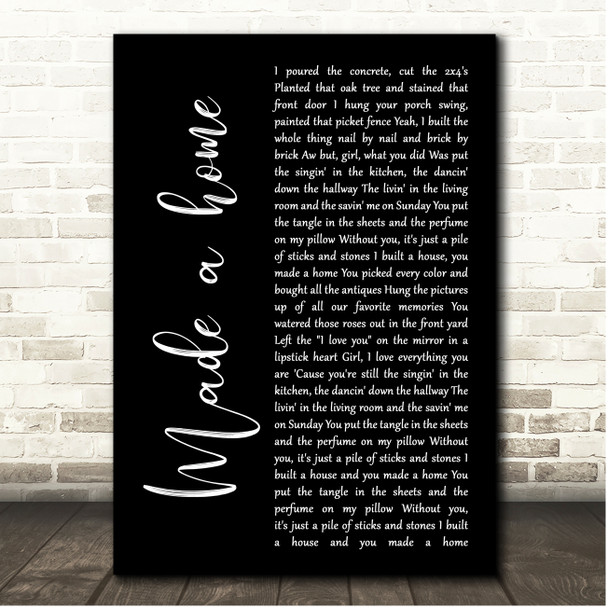 Cody Johnson Made a home Black Script Song Lyric Print