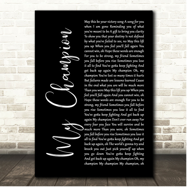 Alter Bridge My Champion Black Script Song Lyric Print