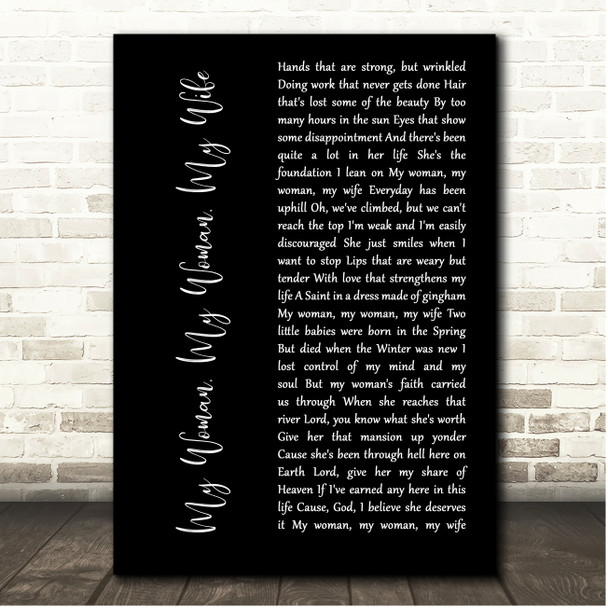 Dean Martin My Woman, My Woman, My Wife Black Script Song Lyric Print