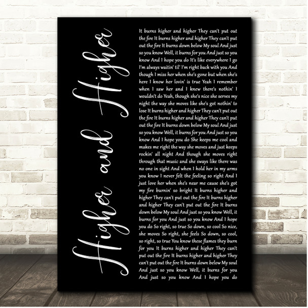 Dirty Heads Higher and Higher Black Script Song Lyric Print