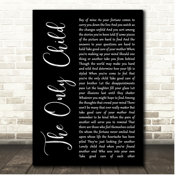 Jackson Browne The Only Child Black Script Song Lyric Print