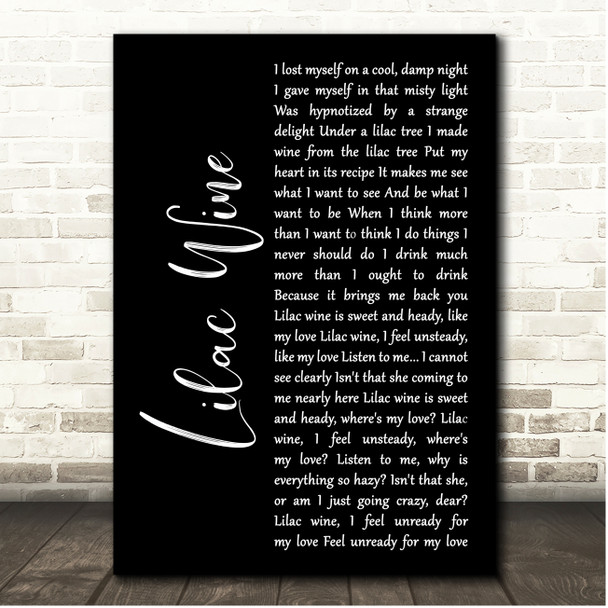 Jeff Buckley Lilac Wine Black Script Song Lyric Print