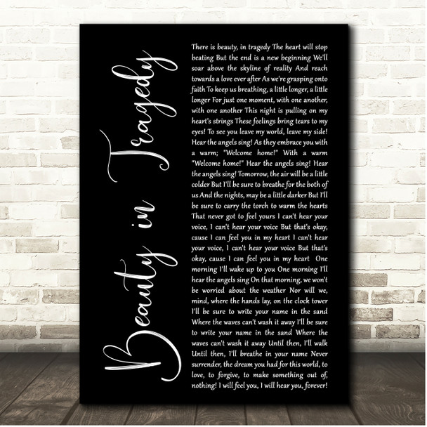 August Burns Red Beauty in Tragedy Black Script Song Lyric Print
