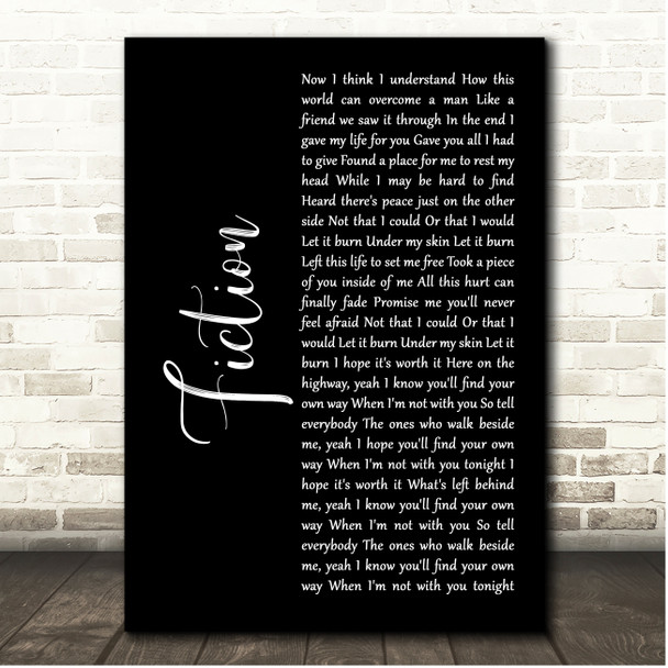 Avenged Sevenfold Fiction Black Script Song Lyric Print