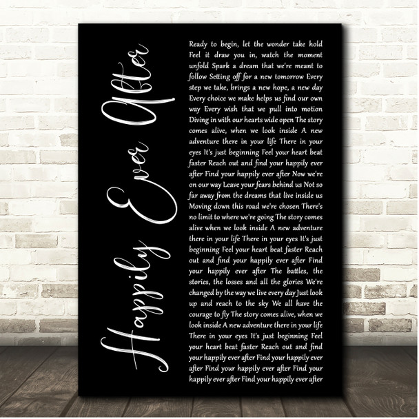 Jordan Fisher Happily Ever After Black Script Song Lyric Print