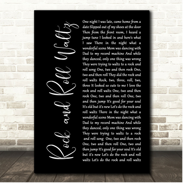 Kay Starr Rock and Roll Waltz Black Script Song Lyric Print