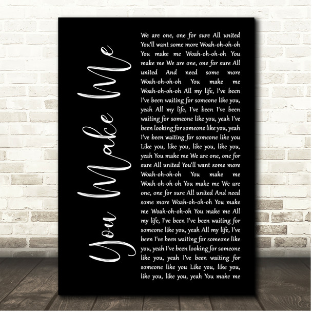 Avicii You Make Me Black Script Song Lyric Print