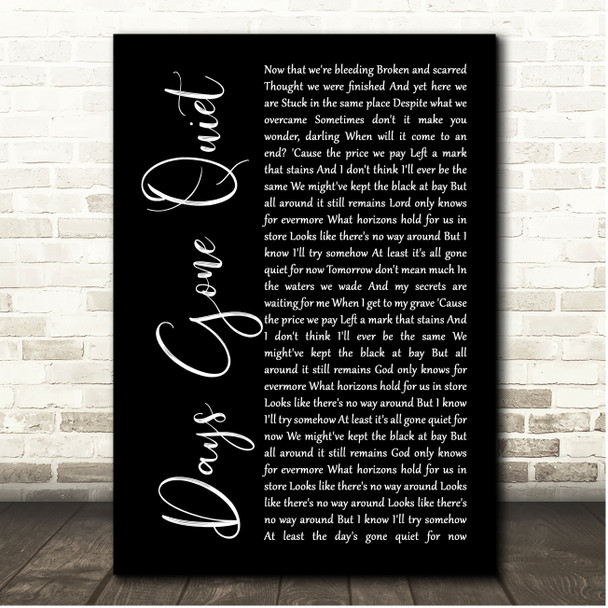 Lewis Capaldi Days Gone Quiet Black Script Song Lyric Print