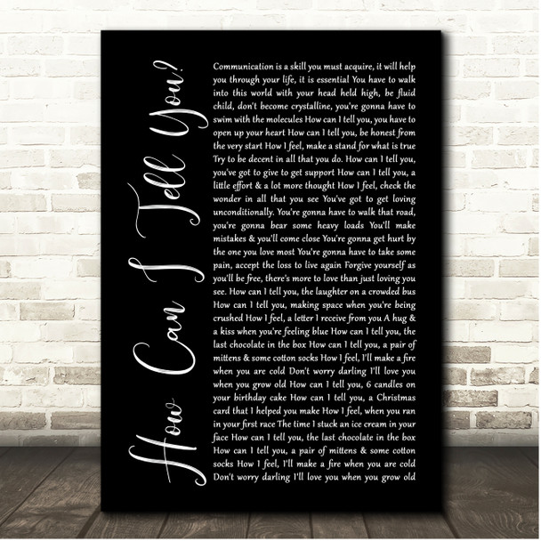 Madness How Can I Tell You Black Script Song Lyric Print