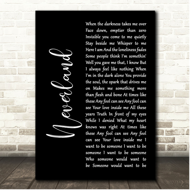 Marillion Neverland Black Script Song Lyric Print