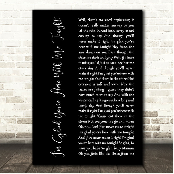 Neil Diamond Im Glad Youre Here With Me Tonight Black Script Song Lyric Print