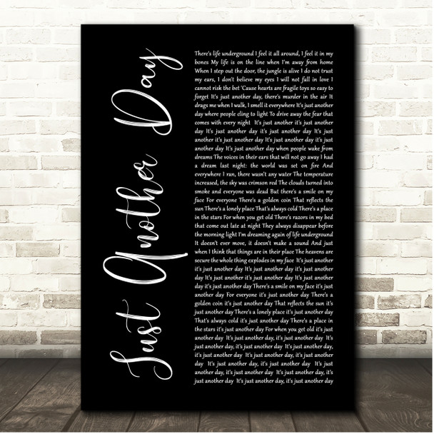 Oingo Boingo Just Another Day Black Script Song Lyric Print
