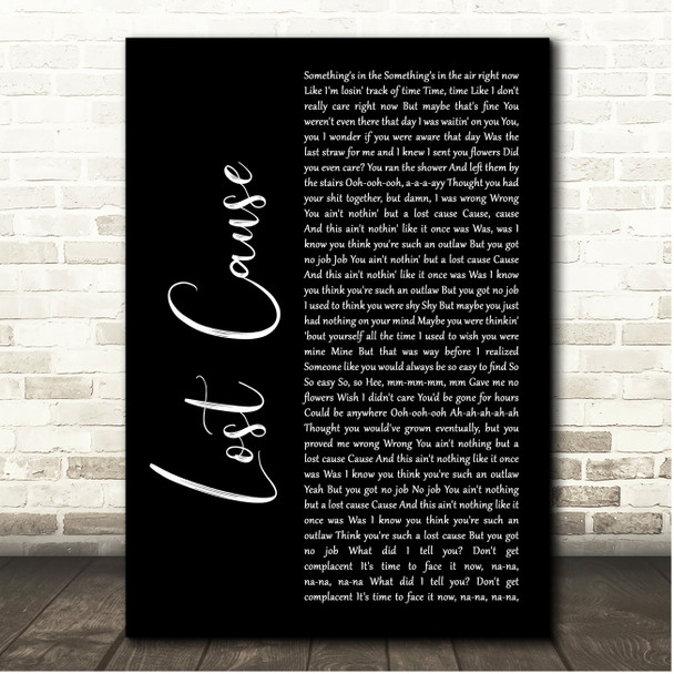 Billie Eilish Lost Cause Black Script Song Lyric Print