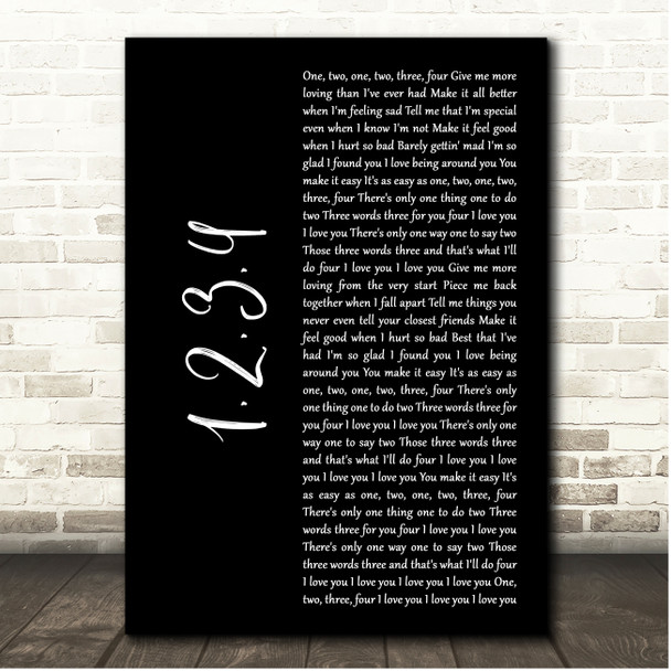 Plain White Ts 1,2,3,4 Black Script Song Lyric Print