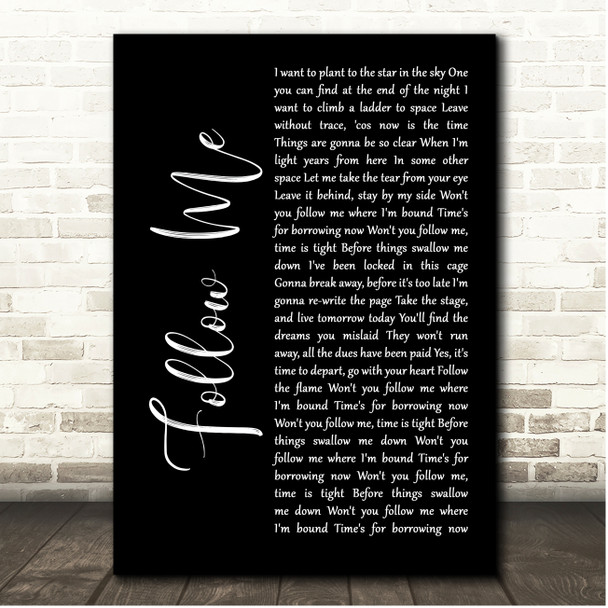 Rory Gallagher Follow Me Black Script Song Lyric Print