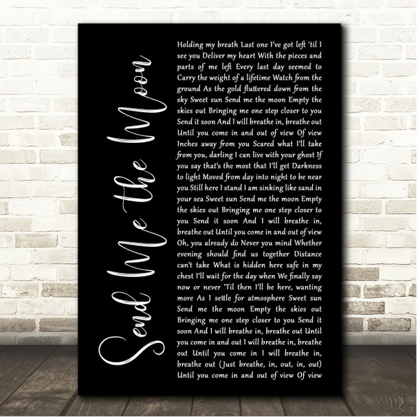 Sara Bareilles Send Me the Moon Black Script Song Lyric Print