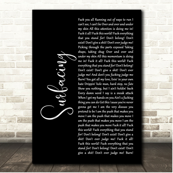 Slipknot Surfacing Black Script Song Lyric Print