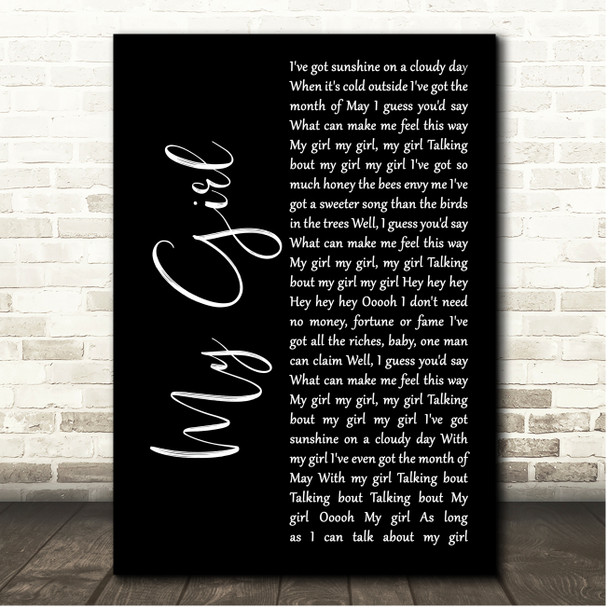 The Temptations My Girl Black Script Song Lyric Print