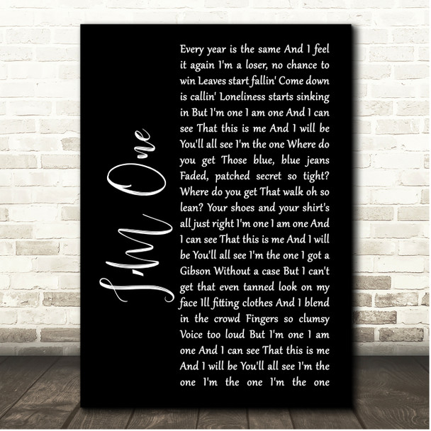 The Who IM One Black Script Song Lyric Print