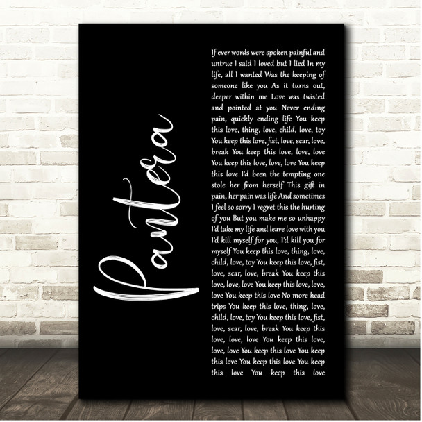 This Love Pantera Black Script Song Lyric Print