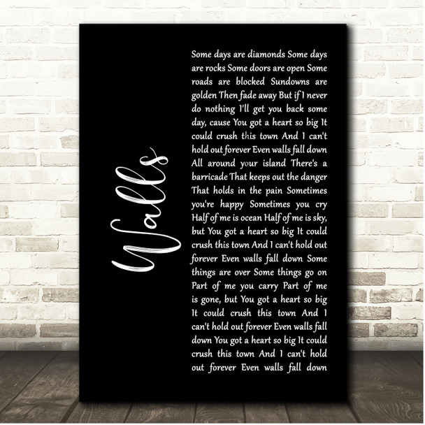 Tom Petty And The Heartbreakers Walls Black Script Song Lyric Print