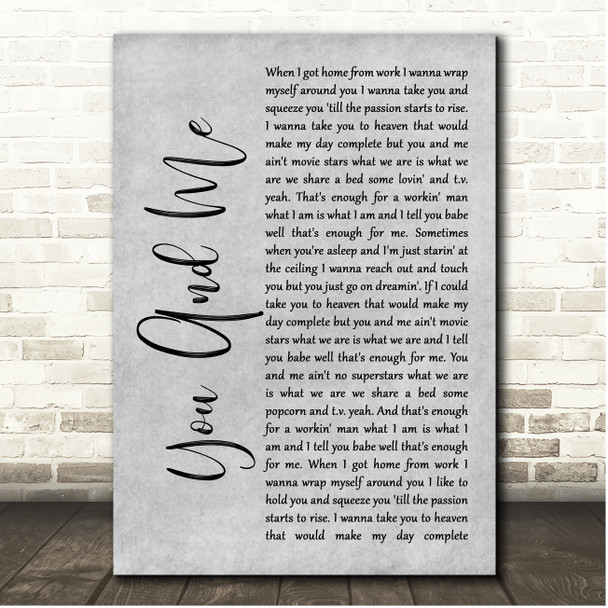 Alice Cooper You And Me Grey Rustic Script Song Lyric Print