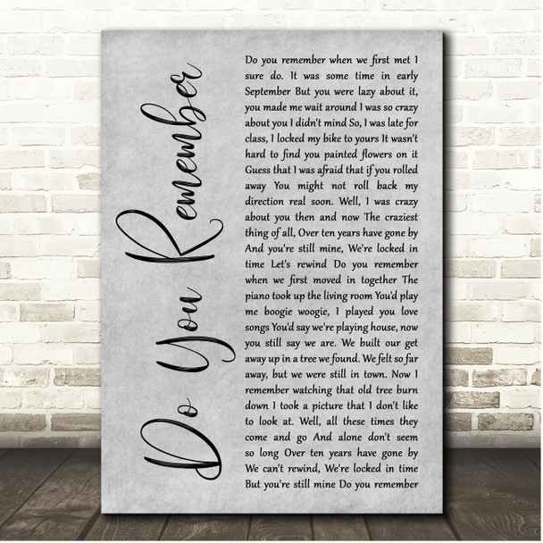 Jack Johnson Do You Remember Grey Rustic Script Song Lyric Print