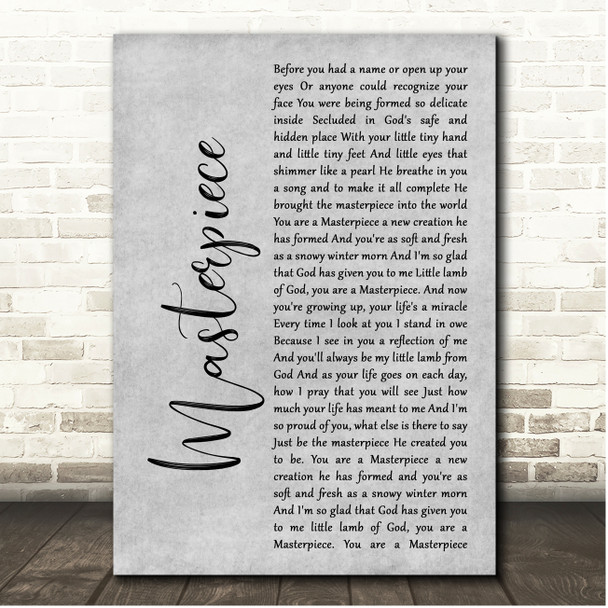 Sandi Patty Masterpiece Grey Rustic Script Song Lyric Print