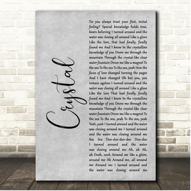Stevie Nicks Crystal Grey Rustic Script Song Lyric Print