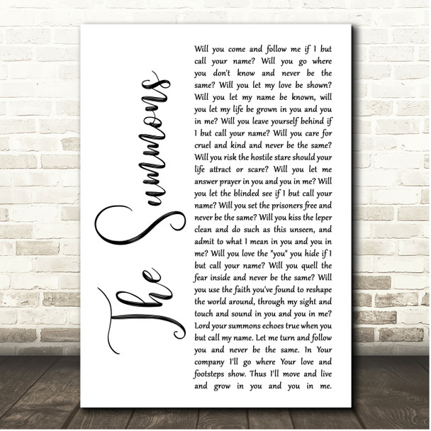 Christan Hymnal The Summons White Script Song Lyric Print